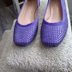 Women's Purple Rhinestone Ballet Flats